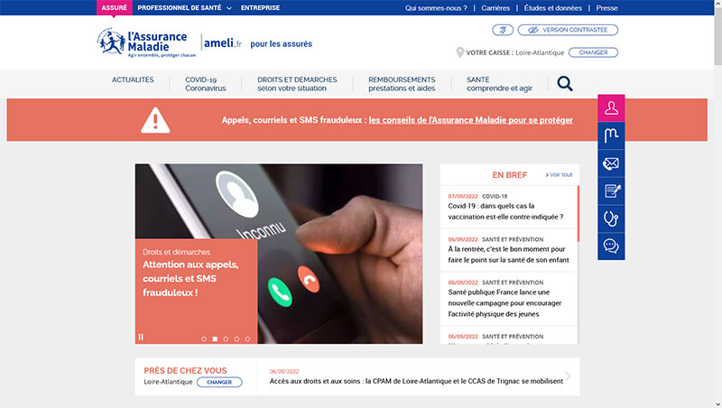 Exemple site institutionnel Ameli